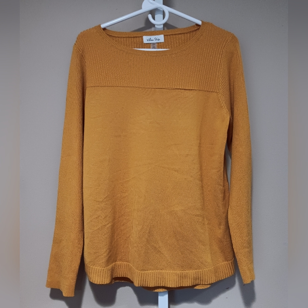 Melissa Paige Women's (Size L) Golden Yellow Boat Neck Long Sleeve Sweater (NWT)